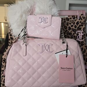 Juicy Couture Light Pink Quilted Satchel Set